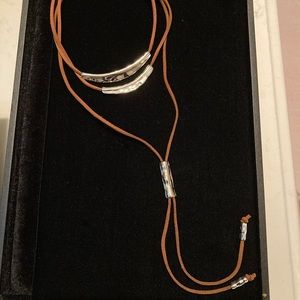 TOCARA. GISELLE. Suede & Stainless Steel Drop Choker with StSt Bars